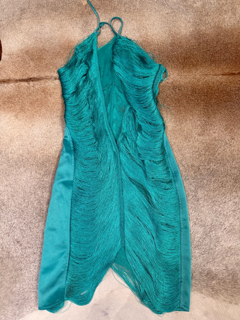 Cult Gaia Turquoise green Mara silk fringe mini dress in XS - Picture 10 of 10